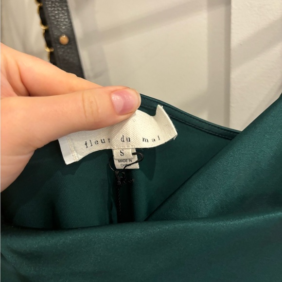 NWT Fleur du Mal Cowl Neck Slip Dress Evergreen Size S - Picture 4 of 5